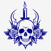 Stylized Skeleton with Rose Motif A stylized illustration of a skull surrounded by a floral motif, evoking the spirit of Halloween.