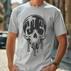 Gothic Skull Design with Droplets A stylized illustration of a skull with droplets of liquid dripping from its surface.
