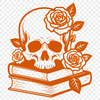 Beautiful Vintage-Style Skull Design Vector Art A stylized illustration of a Gothic skull adorned with intricate details, suitable for various design projects.