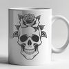 Elegant Skull SVG Template A detailed gothic-style skull design with intricate details, suitable for cutting machine projects or vector art.