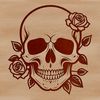 Intricate Rose Adorned Skull SVG A stylized Gothic-inspired skull design with intricate details and decorations, suitable for vector art projects.
