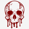 Drippy Skull Clip Art Design A detailed illustration of a skull with dripping liquid effects, suitable for Halloween-themed designs.