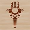 Elegant Halloween Decoration SVG A stylized Gothic-style skull with a pointed beard and ornate details, suitable for Halloween decorations or designs.