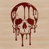Spooky Skull Graphic A graphic illustration of a skull with dripping blood, suitable for Halloween and gothic designs.