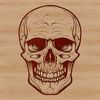 Gothic Witch Face Illustration A detailed SVG illustration of a witch's face with a skull design, surrounded by intricate gothic patterns.