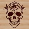 Gothic Skull Design Illustration A gothic-style skull with intricate details, suitable for various design applications.