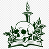 Dark Gothic Skull Illuminated by Flame A stylized gothic skull surrounded by a candle flame, set against a dark background.