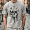 Gothic Skull Clip Art SVG Design A gothic-style skull with dripping liquid, suitable for vector graphics and cutting machine designs.