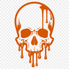 Gothic Dripping Skull SVG Design A 2D vector illustration of a dripping skull with gothic details, suitable for digital and laser cutting projects.