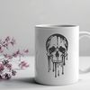 Halloween Decorations Design A detailed illustration of a skull with dripping effects, suitable for gothic designs and Halloween themes.