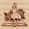 Ornate Gothic Skull Illustration A detailed illustration of a Gothic-style skull with ornate details, suitable for various design projects.