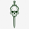 Dark Gothic Skull Icon A stylized illustration of a skull with a pointed chin and dramatic details, suitable for various designs and projects.