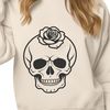 Intricate Stylized Skull Illustration A stylized Gothic-style skull design with intricate details, suitable for digital crafting and cutting machines.