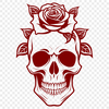 Elegant Vector Skull Illustration A detailed vector illustration of a Gothic-style skull surrounded by intricate floral patterns.