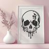 Beautiful Free Vector Skull Design A gothic-inspired design featuring a dripping skull with intricate details, suitable for Halloween-themed projects.