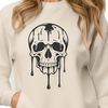 A Gothic-inspired illustration of a dripping skull, suitable for various crafting projects.
