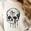 Spooky Halloween Decoration Design A Gothic-style illustration of a dripping skull, suitable for Halloween decorations or designs.
