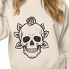 Free Vector Rose Skull Art A stylized gothic skull design featuring intricate details and ornamentation, suitable for various digital applications.