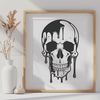 Free Vector Skull Design with Gothic Details A detailed illustration of a skull with dripping, Gothic-inspired design elements.