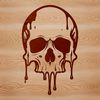 Beautiful Drip Effect Skull Illustration A graphic illustration of a skull with dripping or oozing details, suitable for Halloween decorations or gothic designs.
