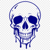 Spooky Halloween Vector Design A stylized vector illustration of a skull with dripping liquid, suitable for Halloween decorations or designs.
