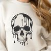 Free Dripping Skull SVG Download A stylized illustration of a dripping skull in a gothic style.