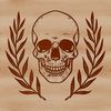 Illustrated witchcraft symbol featuring a skull in a gothic design.
