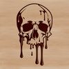 Spooky Skull Icon A graphic illustration of a dripping skull icon with gothic details, suitable for Halloween designs and digital projects.