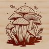 Whimsical Mushroom Magic Scene A detailed illustration of a witch's cauldron surrounded by mystical plants and fungi.