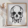 Spooky Skull Dripping Effects A stylized illustration of a skull with dripping liquid effects, suitable for Halloween decorations.