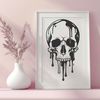 Gothic Halloween Decoration Illustration A gothic-themed illustration of a dripping skull, suitable for Halloween decorations.