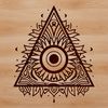 Gothic Witch Illustration with Eye Symbol Vector design featuring a gothic witchcraft illustration with an eye of providence symbol.