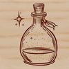 A gothic-inspired design featuring a witch's potion bottle surrounded by magical symbols.