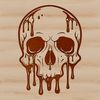 Spooky Halloween Graphic Design Element A graphic illustration of a dripping skull with a Gothic twist, suitable for Halloween-themed designs.