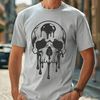 Gothic Skull Silhouette A gothic-themed illustration of a dripping skull, suitable for Halloween designs.