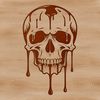 A stylized illustration of a skull with droplets or tears falling from its eye sockets, suitable for use in graphic designs.