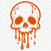 A detailed illustration of a dripping skull with intricate design elements.
