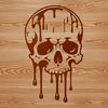 Gothic Skull Illustration with Drips A vector illustration of a skull with drips or drops of liquid surrounding it, suitable for various design applications.
