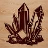 Gothic Witchcraft Symbol with Crystal Centerpiece Witchcraft symbol illustration with gothic elements and a crystal in the center.