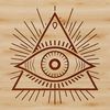 Gothic Witch's Spellbook Illustration A gothic-inspired illustration of a witch's spellbook with intricate details and the Eye of Providence symbol.