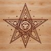 A detailed illustration of a gothic pentagram surrounded by mystical symbols in an ornate style.