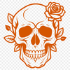 Intricately Designed Skull Artwork A detailed illustration of a Gothic-inspired skull with intricate details and decorations.