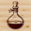 A mystical illustration featuring a witch's potion bottle and various magical elements in a gothic style.