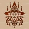 Mystical Headpiece Illustration A stylized illustration of a witch's head adorned with intricate, gothic-inspired details and magical elements.