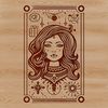 A mystical illustration of a witch practicing tarot card readings, surrounded by gothic elements and symbols of the craft.