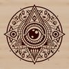 Magical Iconography Illustrated witchcraft icon with ornate details, featuring a stylized eye symbol.