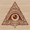 Gothic Witchcraft Illustration with Eye of Providence Symbol A mystical illustration featuring the Eye of Providence surrounded by witchcraft symbols and gothic elements.
