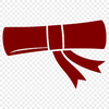 A digital representation of a traditional graduation scroll made from paper.