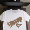 Illustrative vector art of a graduation diploma scroll with a ribbon.