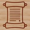 A minimalist SVG design of a paper scroll with blank space for customization.